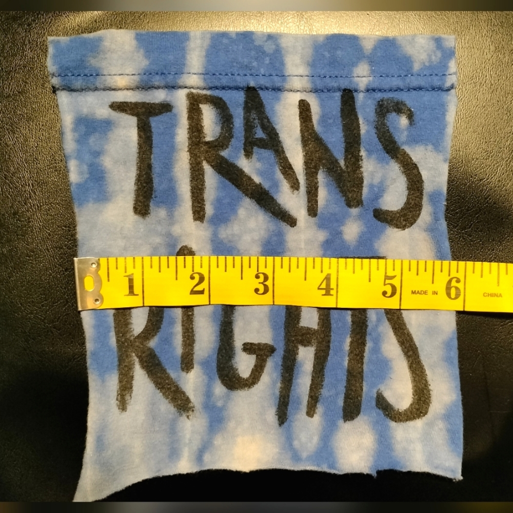 Blue Bleach Dyed Trans Rights Patch - Picture 3 of 4